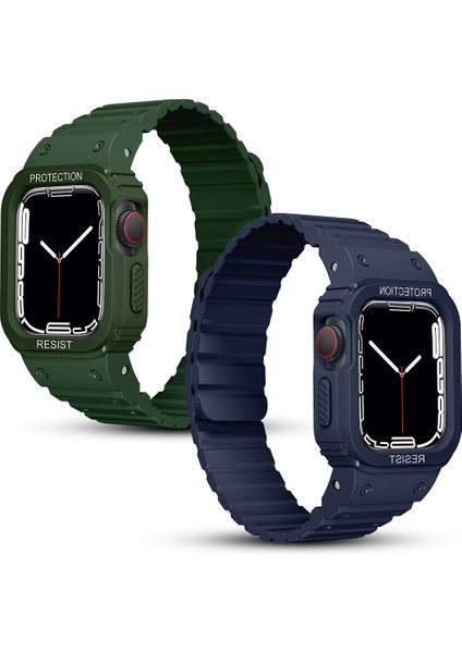 Apple Watch 7 41MM KD-142 Airbag Tasarımlı Kasa Koruyuculu Silikon Kordon fırsatları