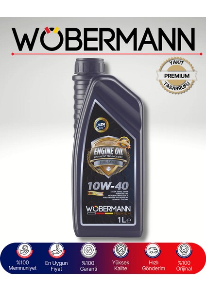 Premium 10W-40 Sentetik Motor Yağı 1 Litre - Soğuk Hava Başlangıcı ve Aktif Temizleme