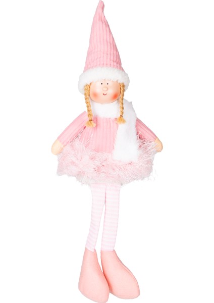 Yılbaşı Süsü, Oturan Peri Figürü, Pembe - Tütü Etekli, 17X53 cm