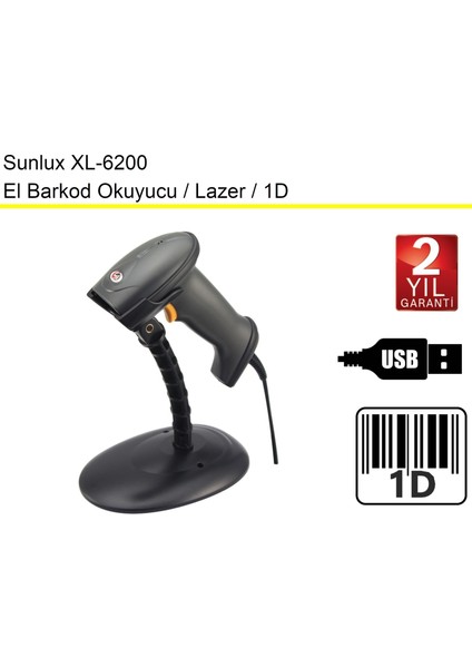 XL-6200 Lazer El Barkod Okuyucu 1d