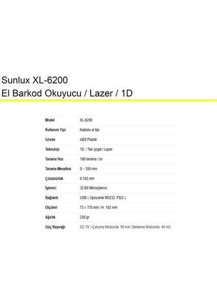 XL-6200 Lazer El Barkod Okuyucu 1d fırsatları