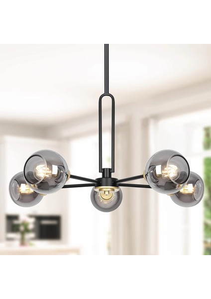 Globe Küre Siyah 5'li Sarkıt Avize