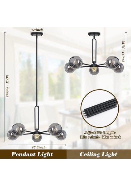 Globe Küre Siyah 5'li Sarkıt Avize fiyatları