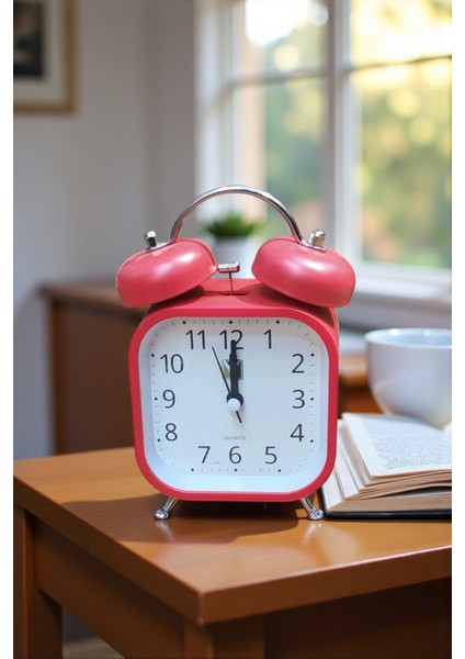 Metal Kare Tasarımlı Işıklı Masa Saati Alarmlı Çalar Saat Kırmızı modelleri