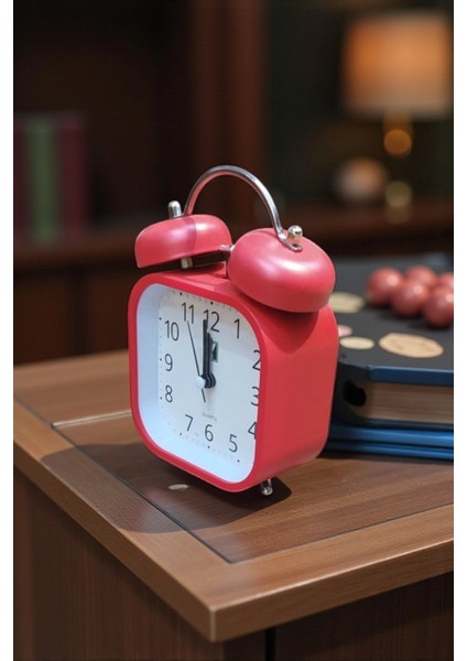 Metal Kare Tasarımlı Işıklı Masa Saati Alarmlı Çalar Saat Kırmızı indirimleri