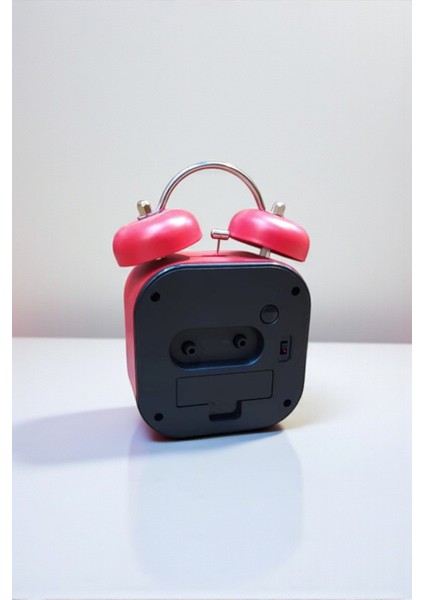 Metal Kare Tasarımlı Işıklı Masa Saati Alarmlı Çalar Saat Kırmızı