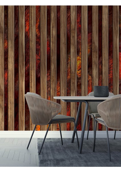 Taş ve Ahşap Lambri Desenli Isı ve Ses Yalıtımlı Sağlıklı Tekstil Duvar Kağıdı modelleri