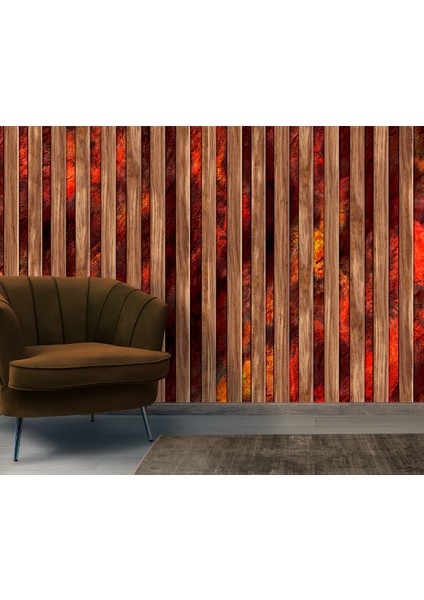 Taş ve Ahşap Lambri Desenli Isı ve Ses Yalıtımlı Sağlıklı Tekstil Duvar Kağıdı indirimleri