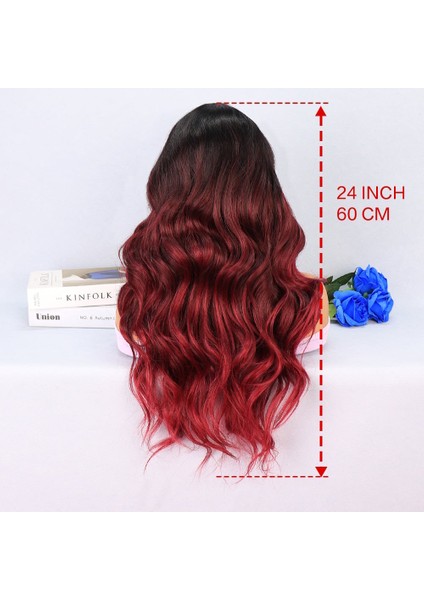 Siyah Kızıl Ombreli Tül Peruk indirimleri