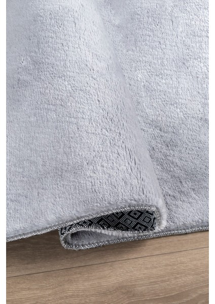 Puffy Peluş Post, Overlok Kaymaz Taban Halı 8 Renk Siyah