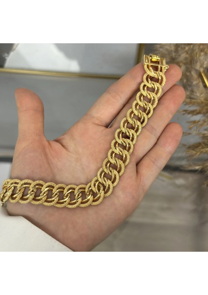 22 Ayar Çift Sıra Kumlu Geçişli Samanyolu Bileklik (19 Cm) fiyatları