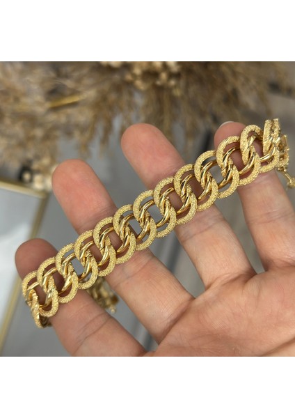 22 Ayar Çift Sıra Kumlu Geçişli Samanyolu Bileklik (19 Cm) modelleri