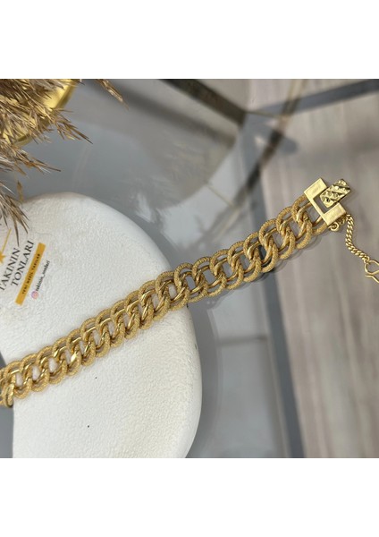 22 Ayar Çift Sıra Kumlu Geçişli Samanyolu Bileklik (19 Cm) fırsatları