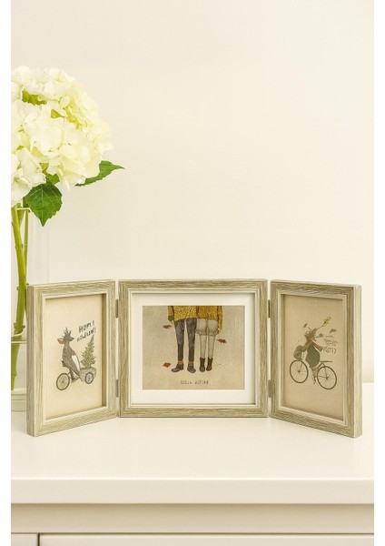Doğal Ahşap Üçlü Dekoratif Fotoğraf Çerçevesi 20*15 -17*12 cm (1) fiyatları