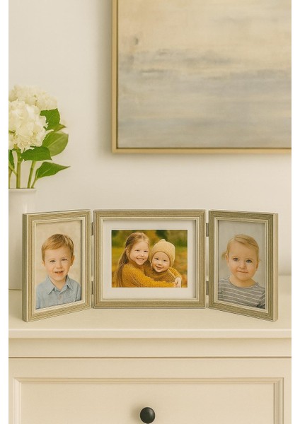 Doğal Ahşap Üçlü Dekoratif Fotoğraf Çerçevesi 20*15 -17*12 cm (1) modelleri