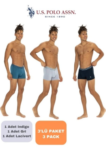 Erkek, Lisanslı, Uspa, 3'lü Boxer Set (Kutulu)