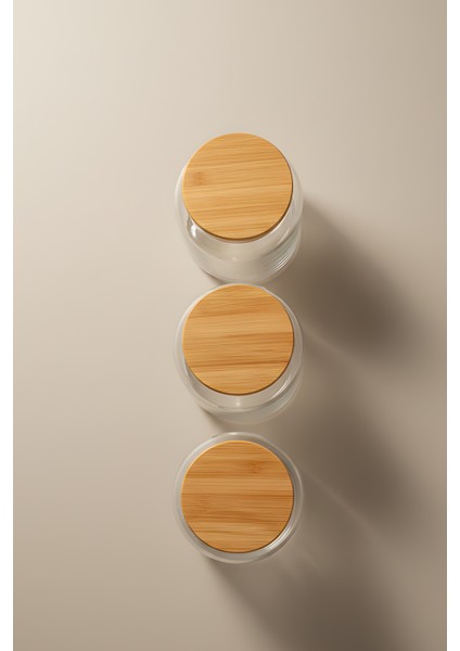 3'lü Cam Saklama Kabı Seti 575 cc - Vakumlu Bambu Kapaklı Gıda Muhafaza Kavanozu fiyatları