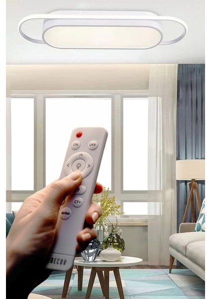 Modern LED Avize Plafonyer Üç Renkli Beyaz Kumandalı