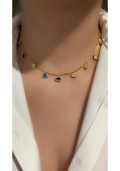 Renkli Sallantılı Zincir Choker