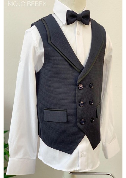 Mojo Erkek Çocuk Dokulu Klasik Yelekli Takım 20504 Lacivert