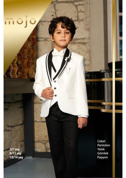 Erkek Çocuk 3-14 Yaş Damatlık Takım Elbise Set 20322 Beyaz