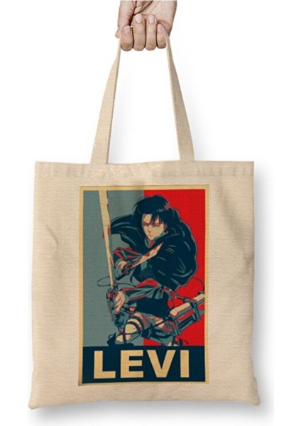 Levi Ackerman Attack On Titan Bez Çanta Uzun Saplı Alışveriş Çantası Plaj Çantası