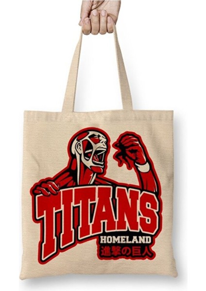 Attack On Titan Go Tıtans Bez Çanta Uzun Saplı Alışveriş Çantası Plaj Çantası
