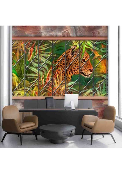 Leopar ve Taş Duvar Desenli Sağlıklı Dostu Tekstil Duvar Kağıdı