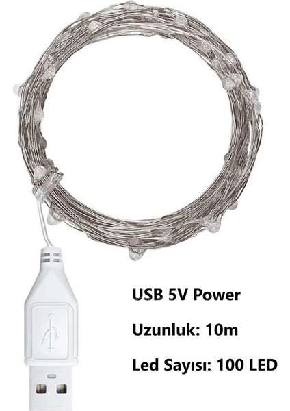 USB Çok Amaçlı Ev Yatak Odası Noel Dekoratif Aydınlatma Gümüş Tel Peri LED Işık