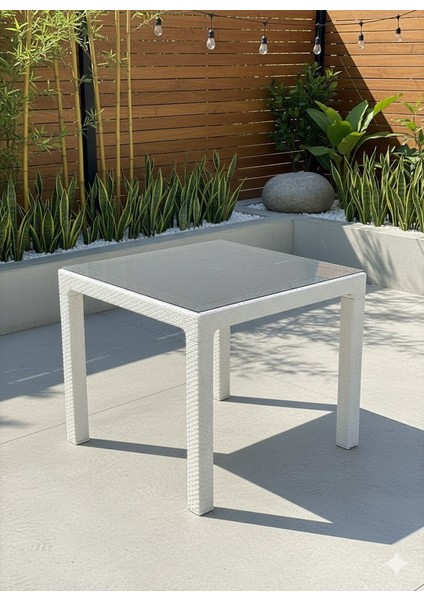 Lotus Kare Masa Takımı 90X90 cm Camlı Masa 4 Kişilik Masa Seti fiyatları