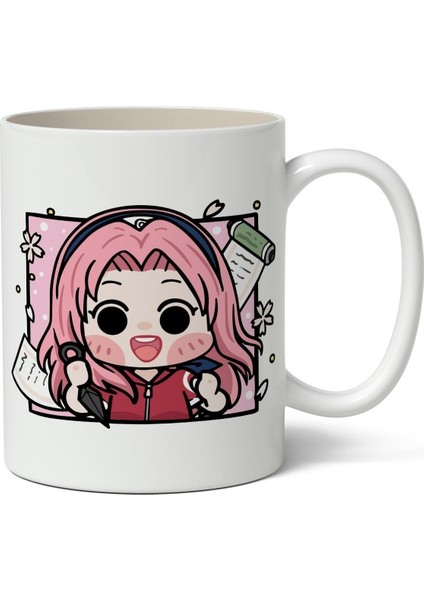 Naruto Chaveiro Sakura Avatar Anime Temalı Beyaz Kupa Bardak Sevgiliye Arkadaşa Hediye