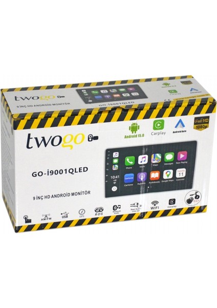GO-I9001 Android Monitör 9 Inç QLED Hd Dokunmatik Ekran (Carplay, 2GB+32GB, 60WX4, Bt)