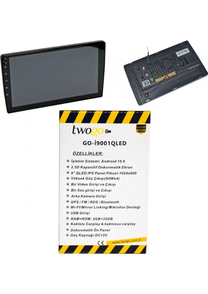 GO-I9001 Android Monitör 9 Inç QLED Hd Dokunmatik Ekran (Carplay, 2GB+32GB, 60WX4, Bt) fiyatları