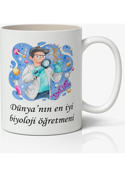 Dünya'nın En Iyi Biyoloji Öğretmeni Tasarımlı Kupa Bardak - Öğretmenler Günü Hediyesi Erkek