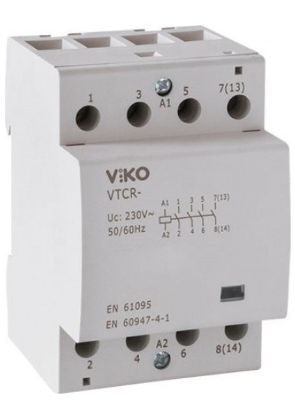 Sessiz Ray Tipi Kontaktör 25A 4no 230V Ac Viko