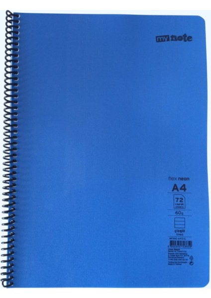 My Note Büyük Boy A4 72 Yaprak Çizgili Spiralli Defter – Ders ve Notlar Için Ideal