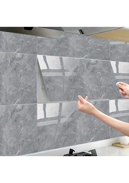 Buğz Gri Mermer Desenli Alüminyum Plastik Duvar Sticker