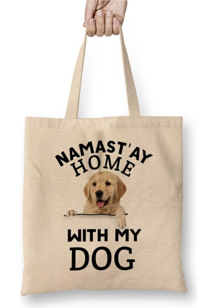 My Dog Best Dog Dad Ever Köpek Beyaz Bez Çanta Uzun Saplı Alışveriş Çantası Plaj Çantası