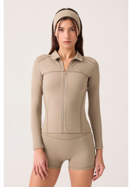 x Ece Vizon Fermuarlı Spor Ceket Collared