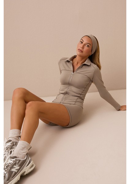 x Ece Vizon Fermuarlı Spor Ceket Collared