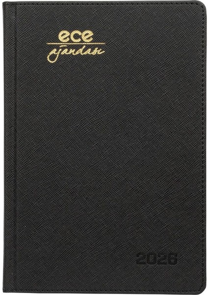 Ajandası Datça 2026 Siyah - Günlük Kareli Sert Kapak 14X20