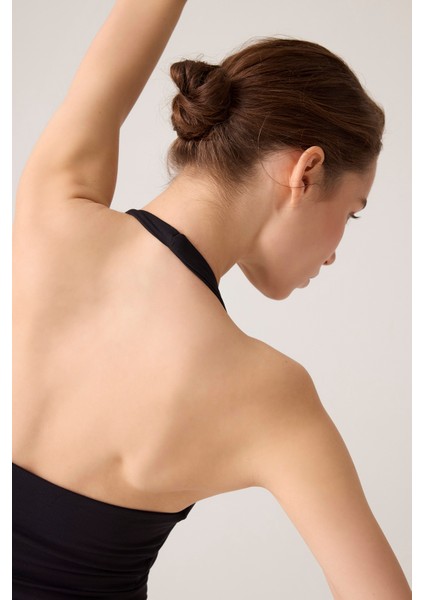 x Ece Siyah Halter Yaka Top Halter Tank