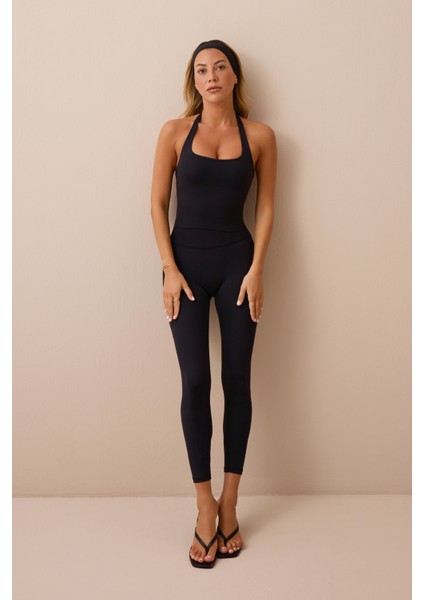 x Ece Siyah Halter Yaka Top Halter Tank