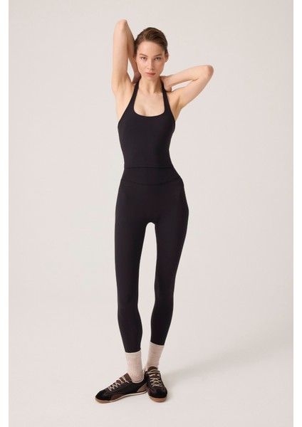 x Ece Siyah Yüksek Bel Spor Tayt Mono Leggings