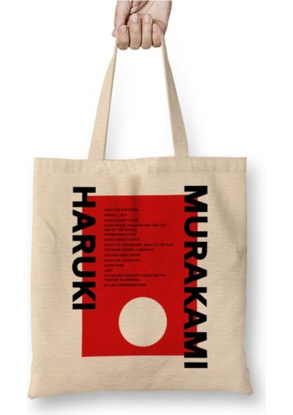 Haruki Murakami Books Beyaz Bez Çanta Uzun Saplı Alışveriş Çantası Plaj Çantası
