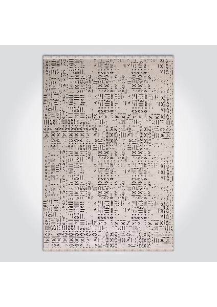 Lucky - Krem Şonil Kesme Halı Yolluk Mutfak Halısı - LN01K