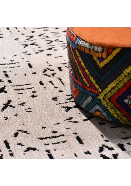 Lucky - Krem Şonil Kesme Halı Yolluk Mutfak Halısı - LN01K