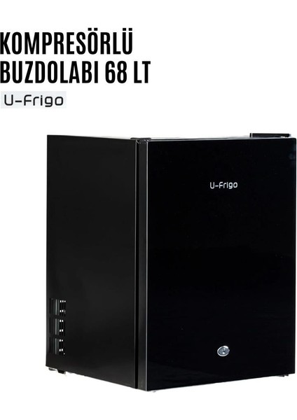 Karavan/tekne Buzdolabı 68 Litre 12V/24V - Tamperli Cam Kapak - Siyah