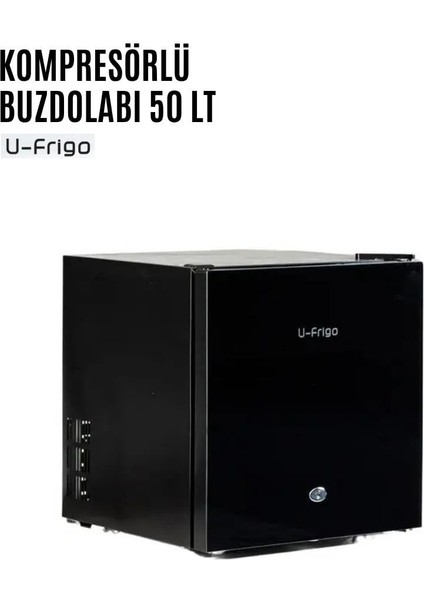 Karavan/tekne Buzdolabı 50 Litre 12V/24V - Tamperli Cam Kapak - Siyah