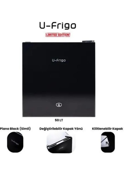 Karavan/tekne Buzdolabı 50 Litre 12V/24V - Tamperli Cam Kapak - Siyah modelleri